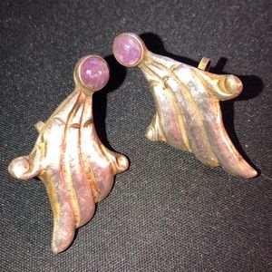 Mexico Sterling Silver Earrings Amethyst stone